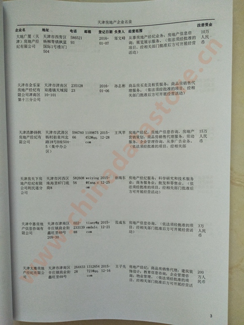 天津房地產(chǎn)企業(yè)黃頁(yè)收錄了最新的天津房地產(chǎn)企業(yè)名單，具有極高的營(yíng)銷價(jià)值，實(shí)實(shí)在在提高銷售業(yè)績(jī)