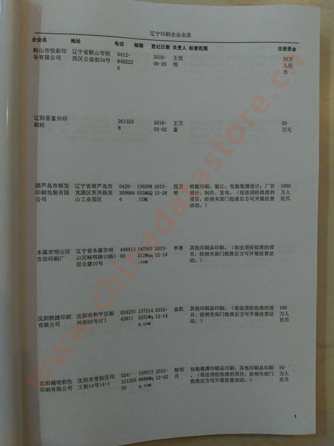 遼寧印刷企業(yè)黃頁收錄了最新的遼寧印刷企業(yè)名單，具有極高的營銷價值，實實在在提高銷售業(yè)績